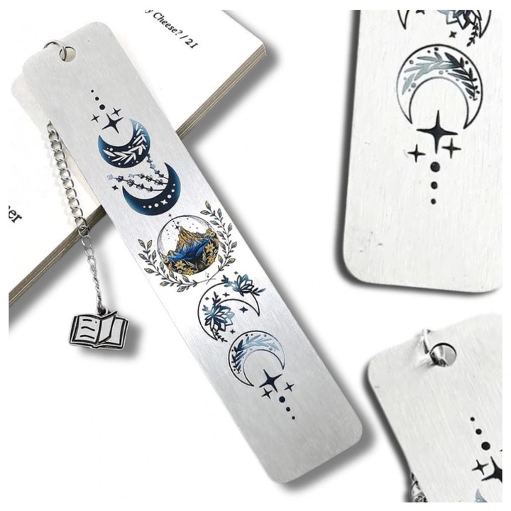 Semn de carte metalic Edibazzar, argintiu, 13 x 2.6 cm