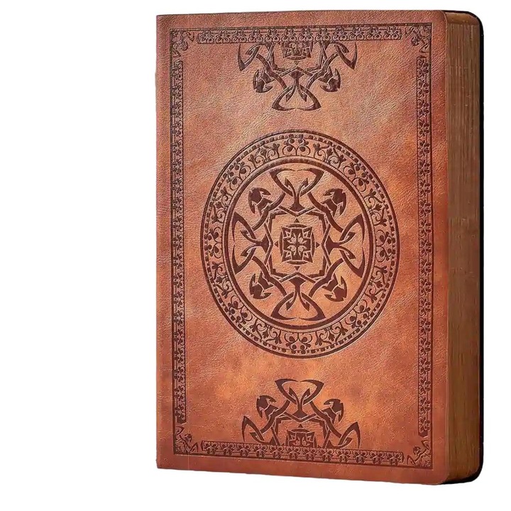 Agenda A6 maro din piele ecologica, Edibazzar, 144 de foi, stil retro