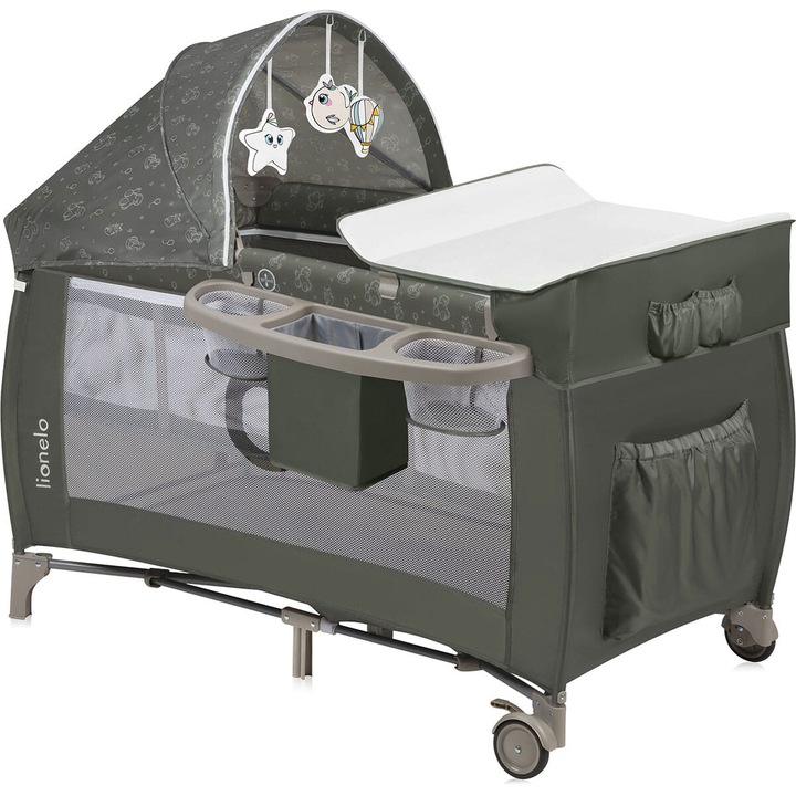 Бебешка кошара, Lionelo, зелена, 125x65x77см