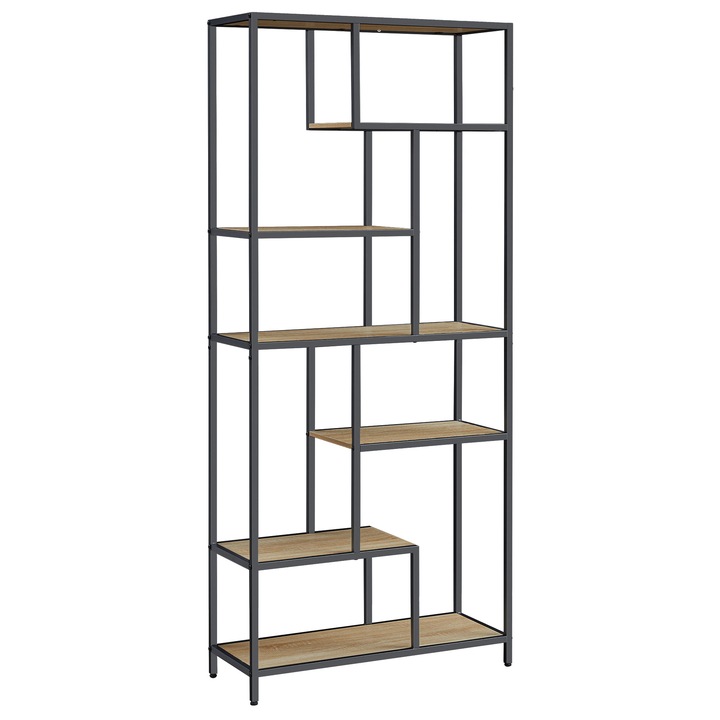 Könyvespolc, Leobert, 6 polc, sonoma, 80x30x180cm