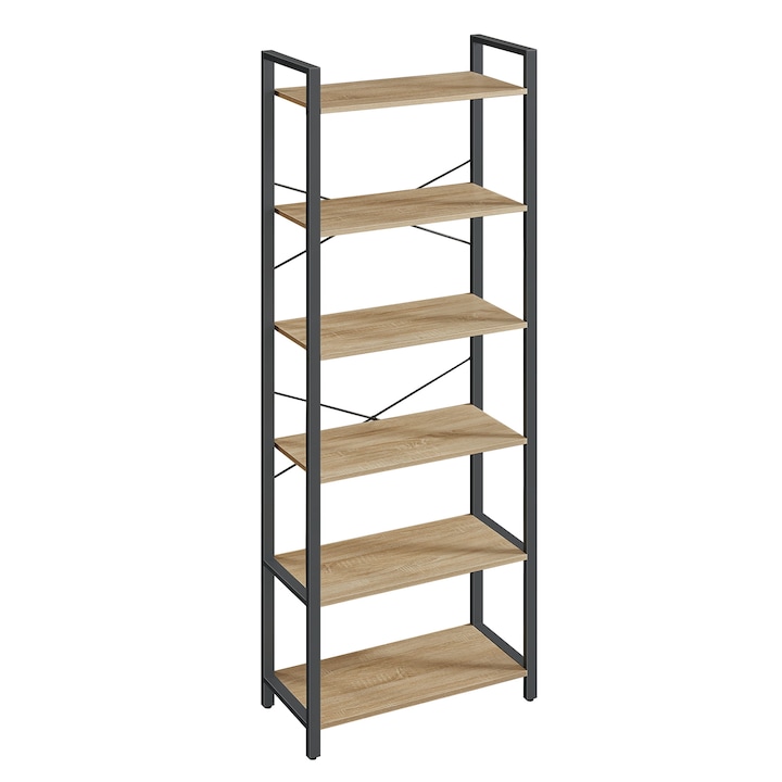 Könyvespolc, Leobert, 5 polc, sonoma, 66x30x153cm