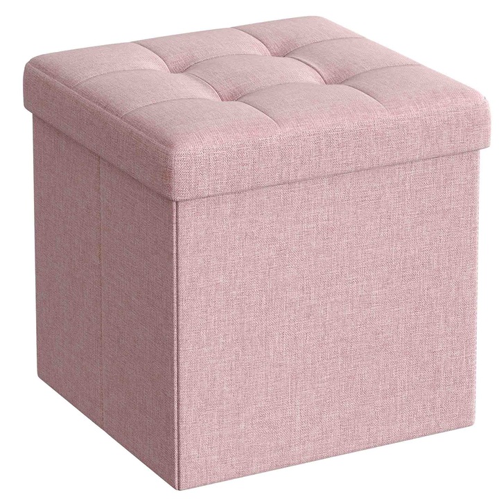 Табуретка за съхранение, Leobert, розова, 30x30x30см, материал МДФ, вместимост 22л