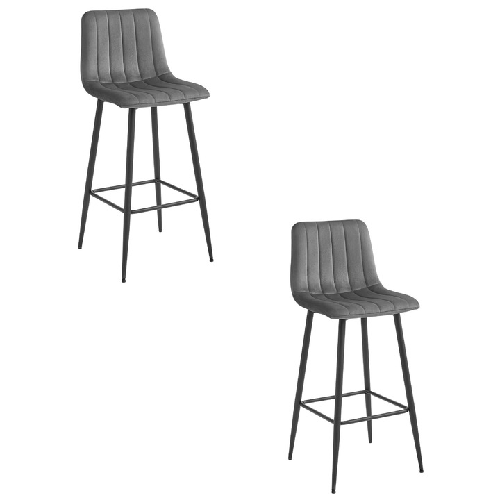 Комплект 2 стола Leobert, POZZA, тъмносиви, кадифе, 104x60см