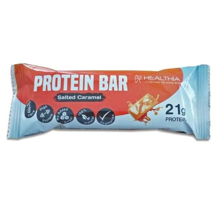 Baton proteic, Healthia, caramel sarat, 60g