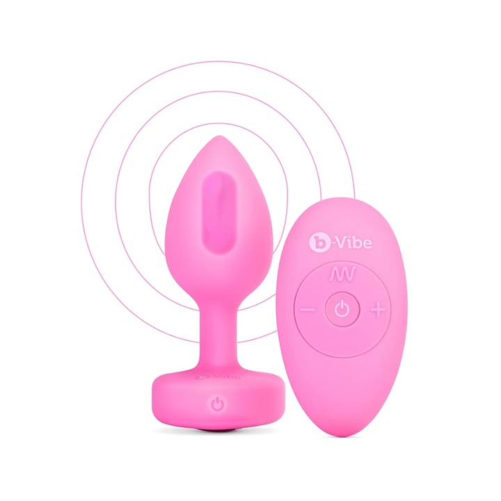 Анален Вибратор с Кристал B-Vibe, 6 Интензитета, Силикон, Водоустойчив, Розов, 9, 8 см