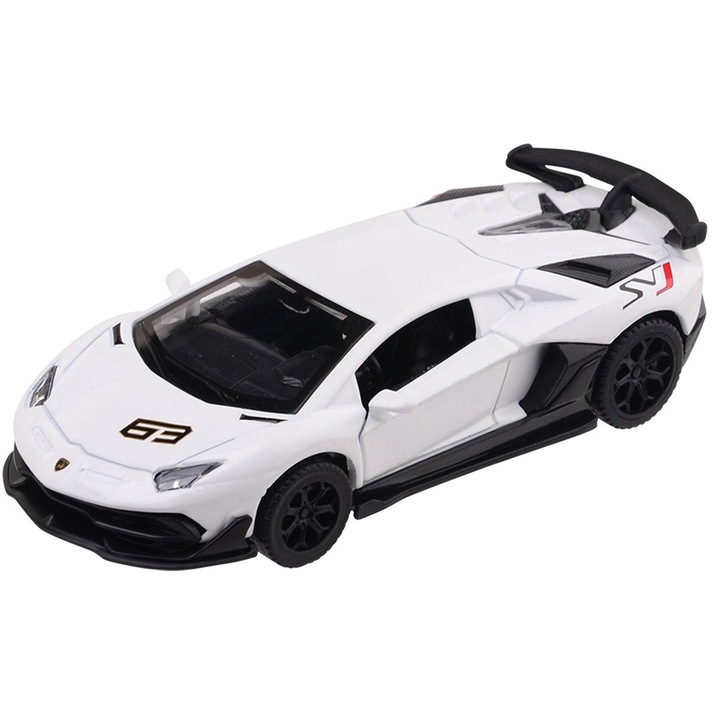 Fém autó MSZ, LAMBORGHINI AVENTADOR SVJ, fehér, méretarány 1:43
