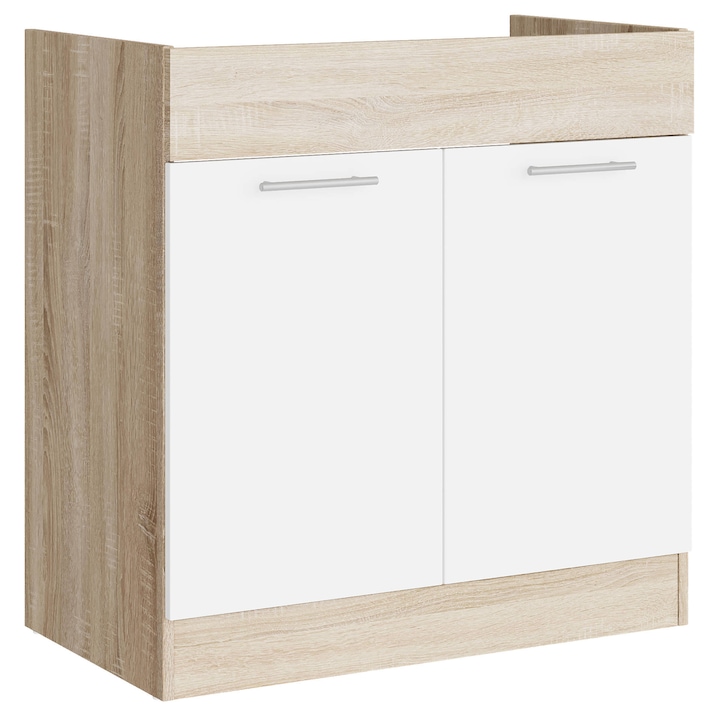 Corp Masca chiuveta bucatarie ECO 800, Everest Mebel, 2 usi, PAL, 80 x 82 x 46 cm, Sonoma/Alb