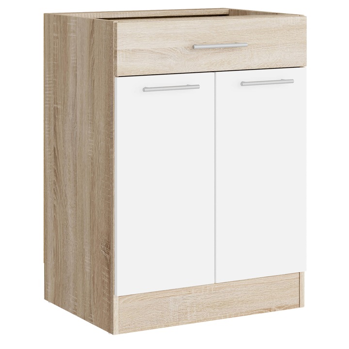 Долен шкаф чекмеджета ЕКО 600, Еверест Мебел, 60х46х82 см, Дъб Сонома/Алба