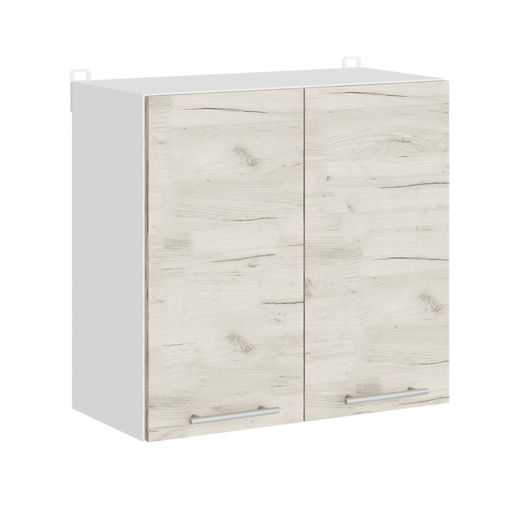 Горен шкаф ЕКО 600, Еверест Мебел, 60х30х58 см, Бяло/Дъб крафт бял