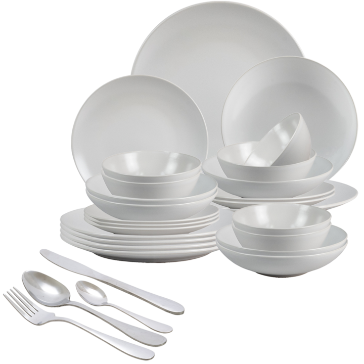 Set farfurii 48 piese, pentru 6 persoane, Snow white, Alb Mat