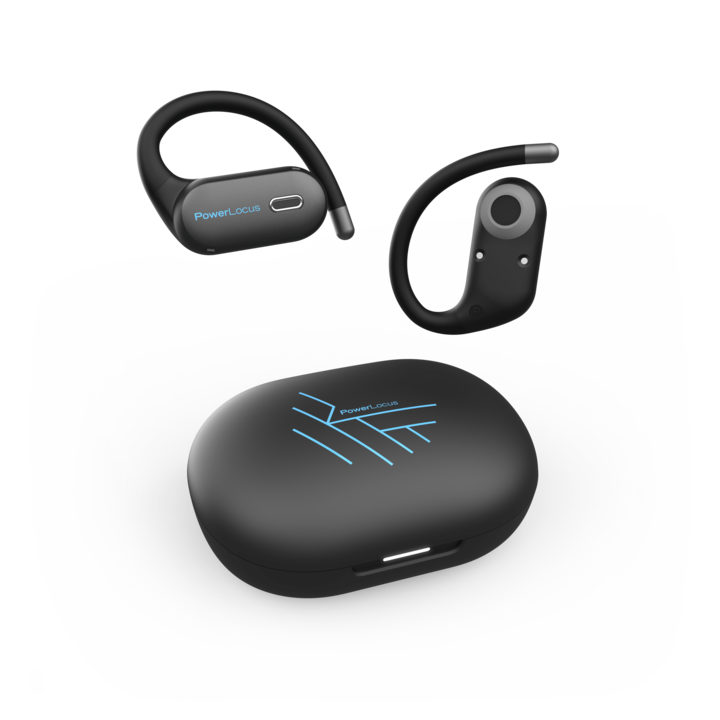 Casti Open-Ear PowerLocus Jumpy, TWS, Bluetooth 5.3, Autonomie 30 ore, Negru