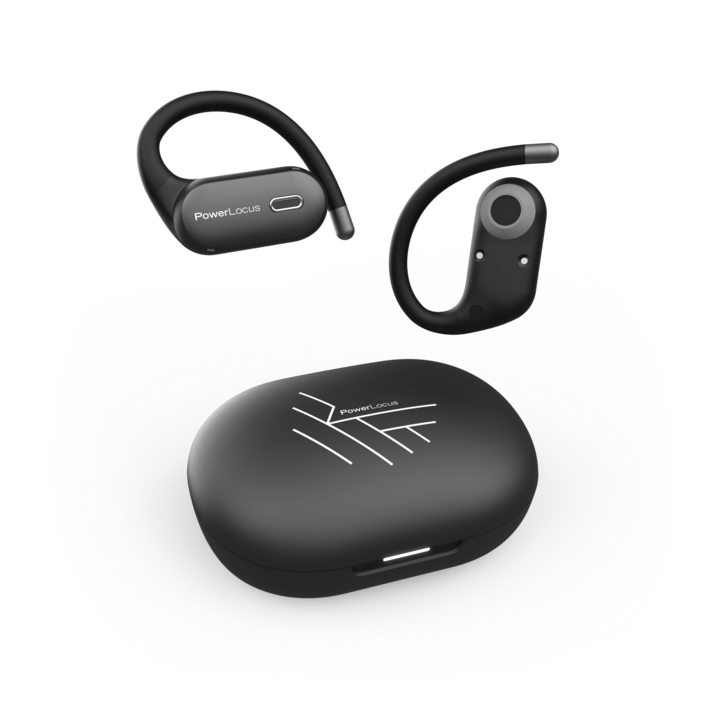 Casti Open-Ear PowerLocus Move, TWS, Bluetooth 5.3, Autonomie 30 ore, Negru