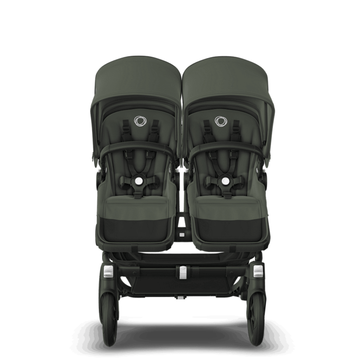 Количка за близнаци Bugaboo Donkey5 Twin Black Chassis, цвят Forest Green