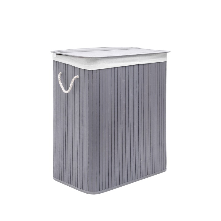 Sat Szennyes kosár, falusi, matt szürke, 100 literes, 61,5x51,5x31,5 cm