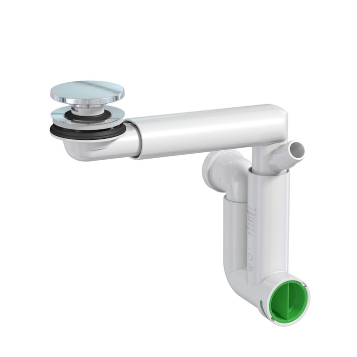 Сифон за мивка SAT, с клик/клак, бял