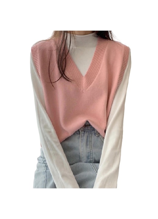 Női mellény, kötöttáru, rózsaszín, egy méret INTL