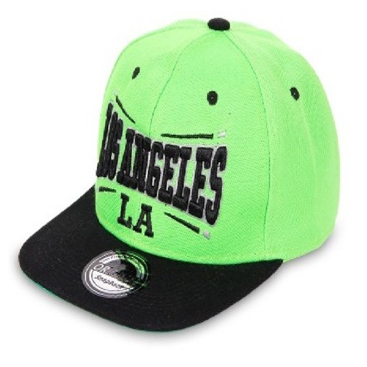 Snapback unisex baseball sapka, Los Angeles, zöld - fekete