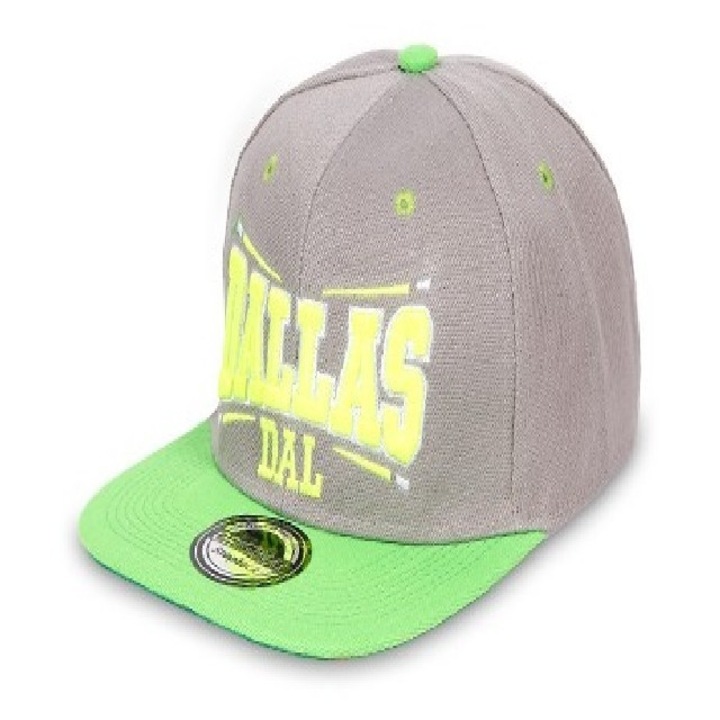 Snapback unisex baseball sapka, Dallas, szürke - zöld