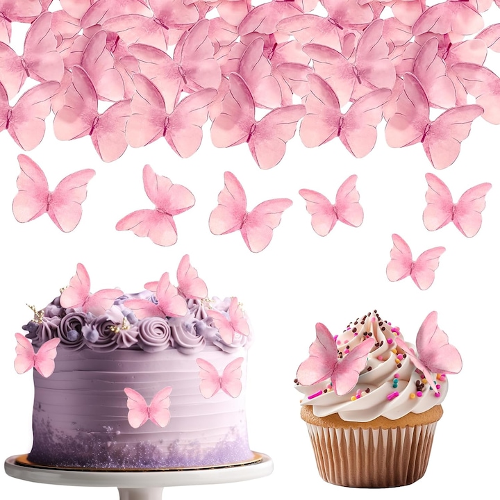 Set 48 Decoratiuni Fluturi pentru Tort, Supertina®, Multicolor, 4.8x4cm
