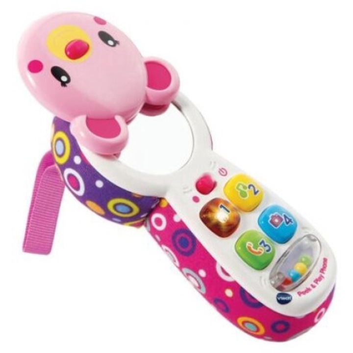 Интерактивна бебе играчка музикален телефон Peek and Play Phone, VTECH, образователна играчка за сензорна игра, подарък за бебета, подходящо за момичета и момчета над 3 месеца, Многоцветно
