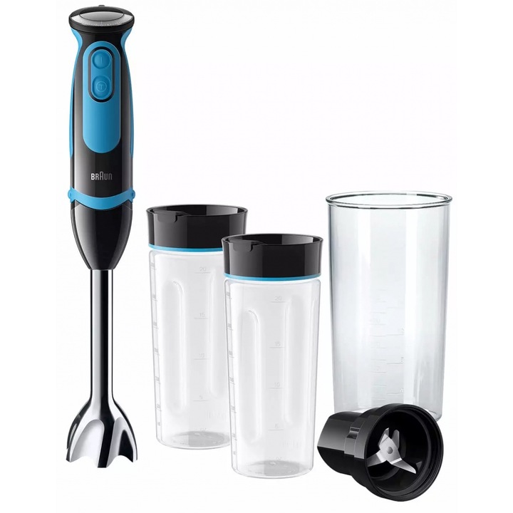 Пасатор Braun MQ5252BKBL, 1000 W, мерителна чаша 0.6 л, Степени на работа 21, Бял/Син