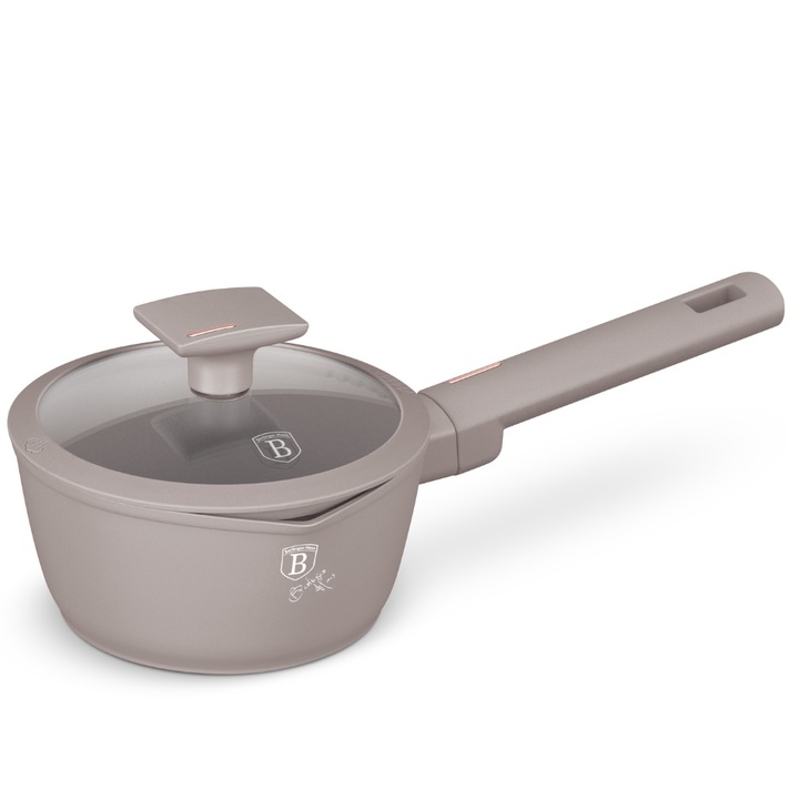 Oala sos cu capac 16 cm, 1,2 L Taupe Berlinger Haus BH 8088, antiaderenta, gri
