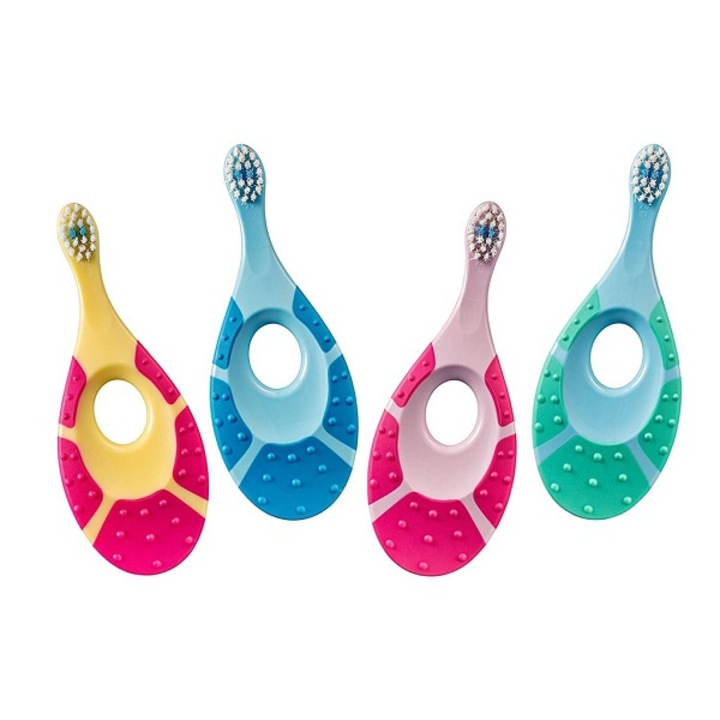 Periuta de dinti pentru bebelusi, Jordan, Step, bristles ultra moi, inel de muscat, 0-2 ani