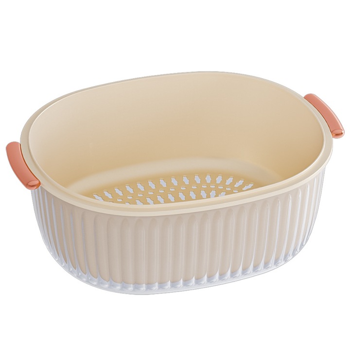 Комплект от 2 пластмасови саксии, дренажен дизайн, голям капацитет, бели