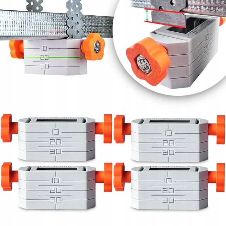 Комплект от 4 аксесоара за позициониране на окачен таван, KAJAWIS, модел SHORT GRIP, 47x120мм, светлосив