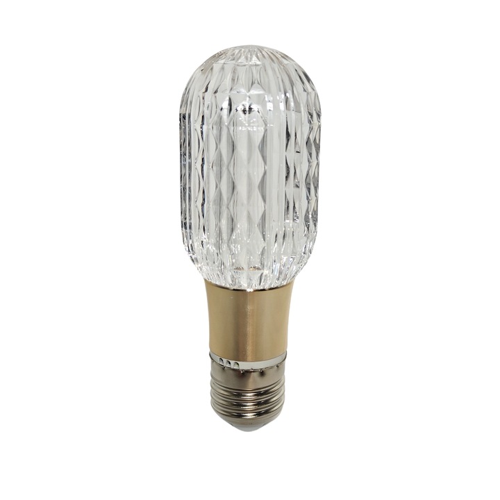 Bec LED OhooYii cu chip Osram, E27 T45, 5W (Echivalent 50W), 3000K Lumina Calda, Acrilic Transparent (Decorativ), Economie de Energie