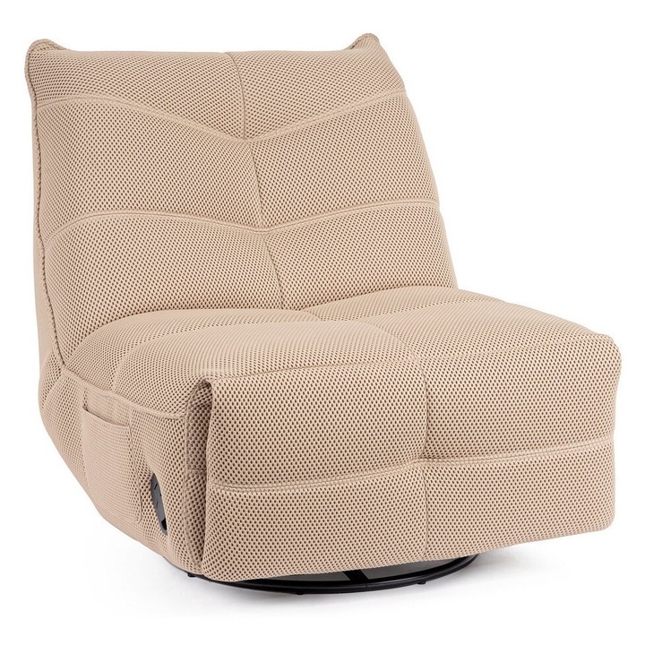 Fekvőfotel, fekete acél, elefántcsont szövet, Gitta 88,5x107x93,5 cm