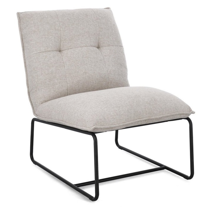 Fotoliu otel negru textil bejGalene 60x85.5x72 cm