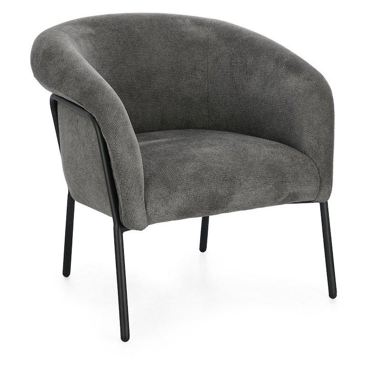 Fotoliu otel negru textil gri inchis Camila 71x70x70.5 cm