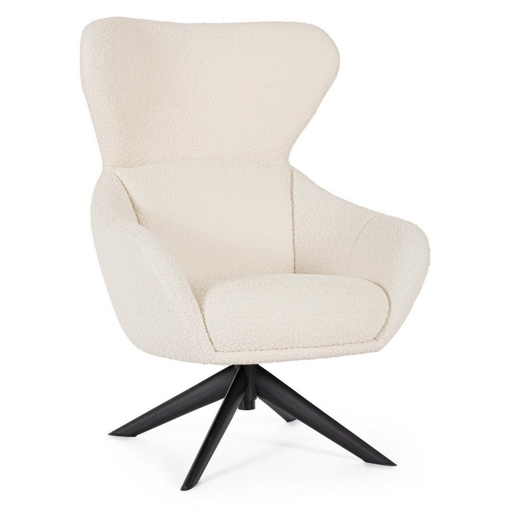 Fotoliu otel negru textil alb Hailey 75x80x110 cm