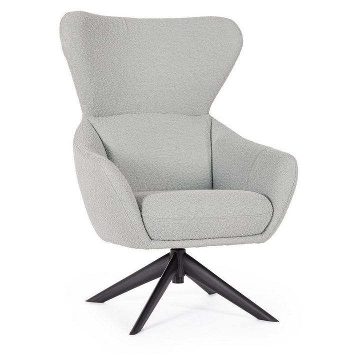 Fotoliu otel negru textil gri Hailey 75x80x110 cm