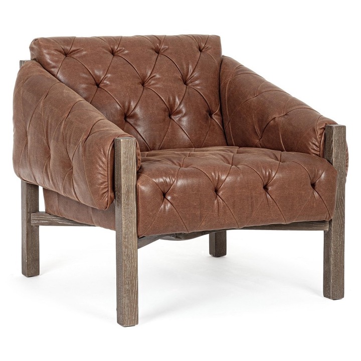 Harrison barna ekobőr fa fotel 83,5x81,5x76 cm