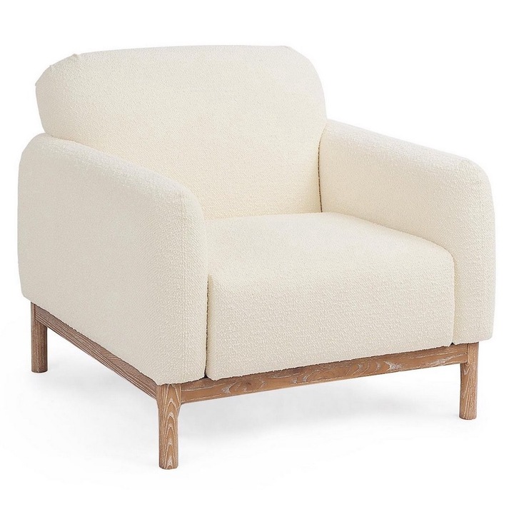 Barna fa karosszék natúr textíliával Detroit 91x87x82 cm