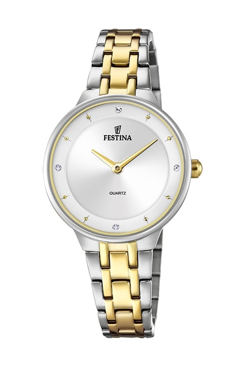 Festina, Ceas de otel inoxidabil cu bratara in doua nuante Mademoiselle, Argintiu, Auriu