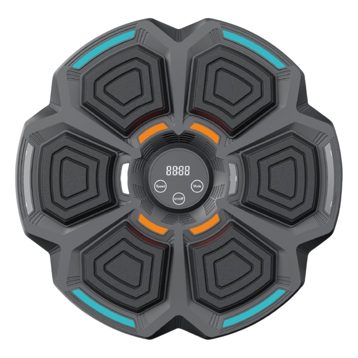 Пакет за бойни спортове, музикална мишена за бокс, Bluetooth, дигитален LED дисплей, RGB светлини, 9 нива на скорост, функция за броене, подходящ за деца и възрастни, монтаж без дупки, MMA ръкавици с половин пръст, черни