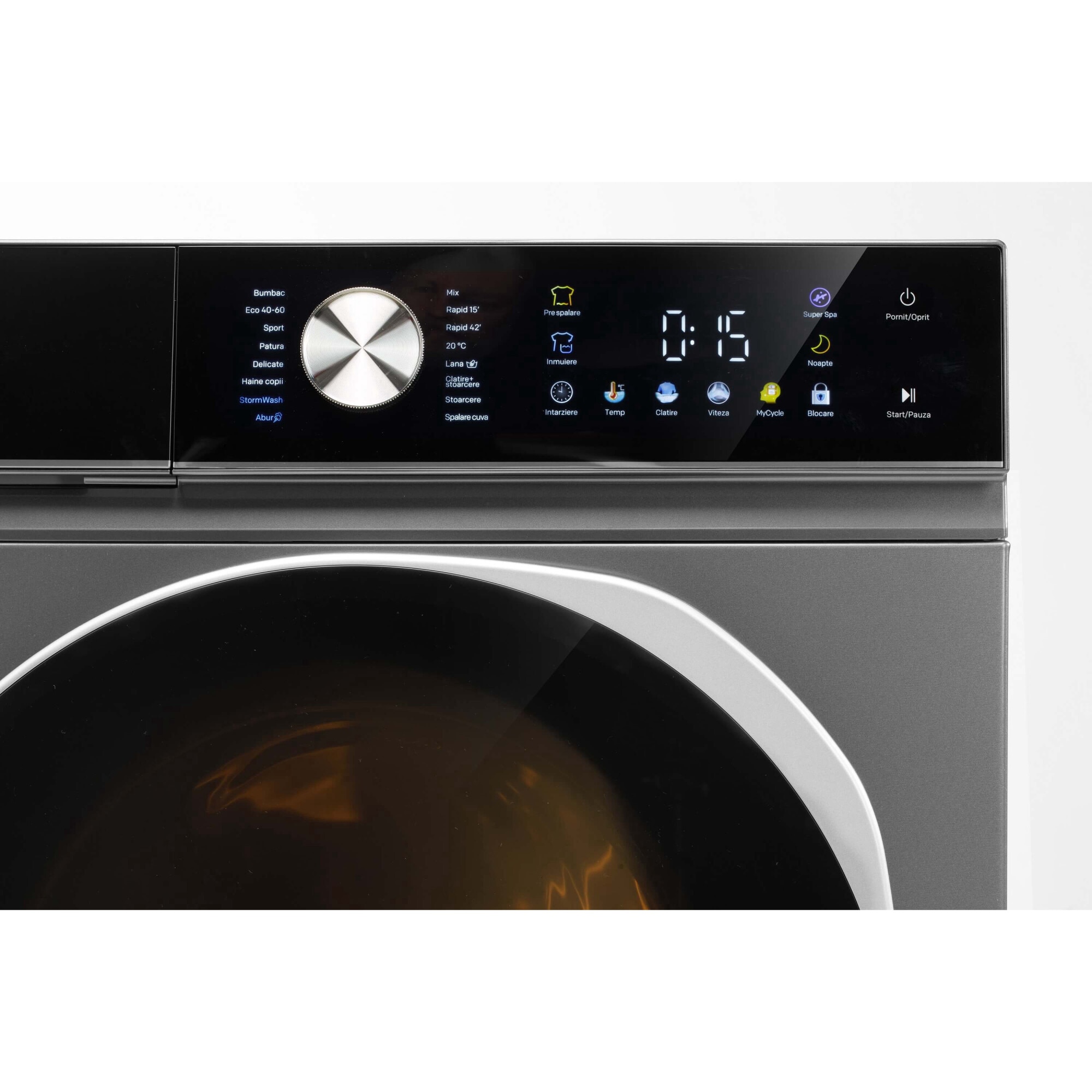Masina de spalat rufe LDK Queen 714DITS, 7 Kg, Clasa A, 1400 rpm, 16 programe, Control Touch, Steam, Super Spa, Storm Wash, Night wash, My Cycle, Amanare pornire, Motor Inverter, Argintiu