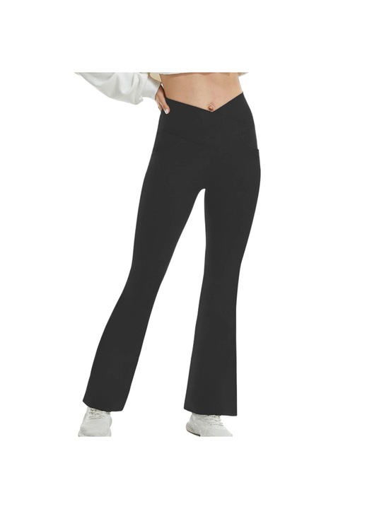 Дамски панталон с висока талия, черен, полиестер, XL INTL