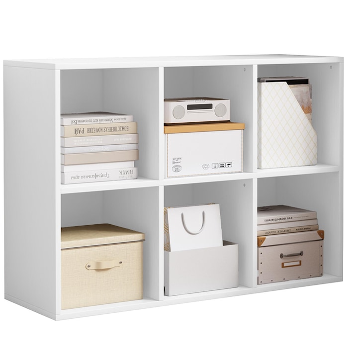 Biblioteca 6 rafturi KALLAX, BADU, alb, 30x60x90 cm, MDF