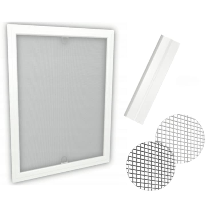 Пълен комплект комарник за прозорец, Time4blinds, 60 см x 150 см Бяла черна мрежа