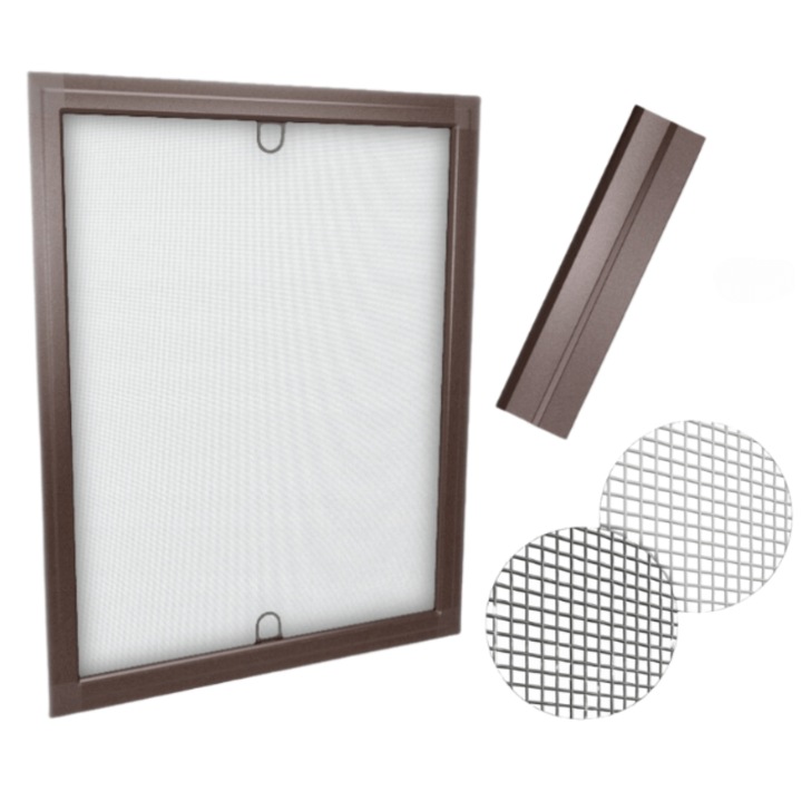 Пълен комплект комарник за прозорец, Time4blinds, 70 см x 150 см Кафяво черна мрежа