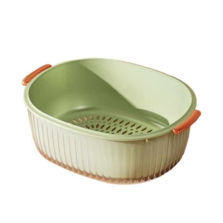 Комплект пластмасови саксии, двуслоен дизайн, голям капацитет, светлозелен