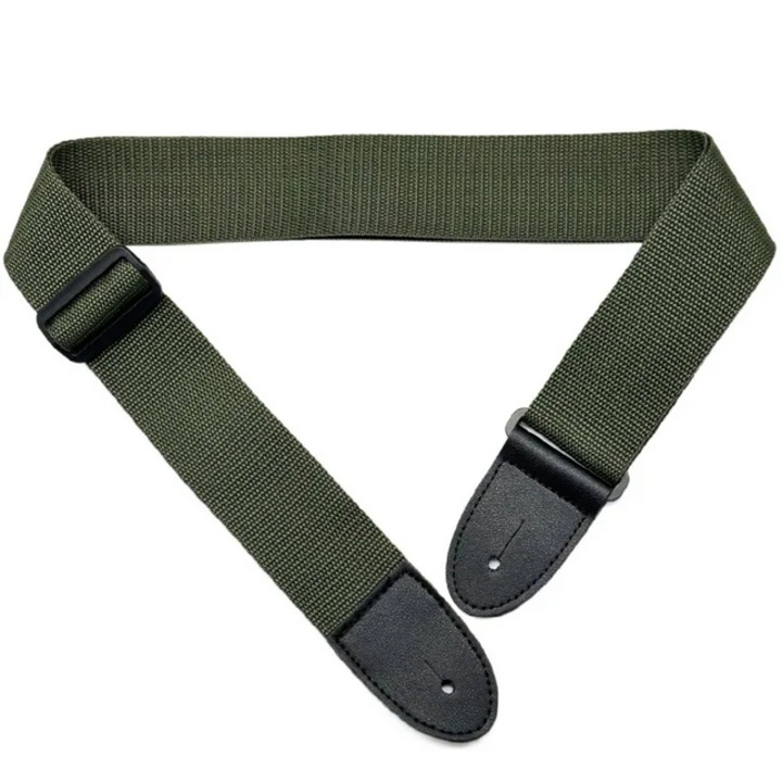 Curea pentru chitara TSS-112, capete din piele, lungime ajustabila, moale si confortabila, culoare verde