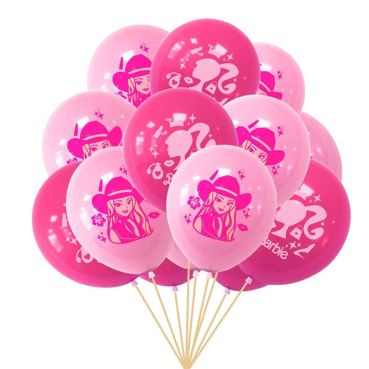 Комплект от 10 розови латексови балона, 12 инча, с аватар на момиче, за партита, рождени дни, сватби, празник на жената