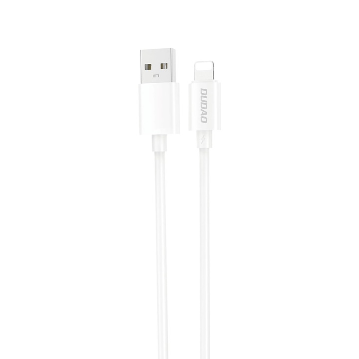 Cablu pentru incarcare si transfer de date Dudao L4SL, USB/Lightning, 2A, 1m, Alb