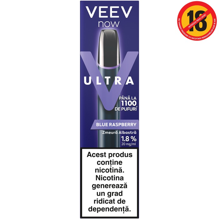 Tigara electronica Veev Now Ultra, Blue Raspberry, disposable, 1.8%, 2ml