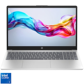 Laptop HP 15-fd0068nq cu procesor Intel Core 5 120U pana la 5.0Hz, 15.6'', Full HD, 16GB DDR4 RAM, 512GB SSD, Intel Iris Xᶱ, Windows 11 Home S, Natural Silver